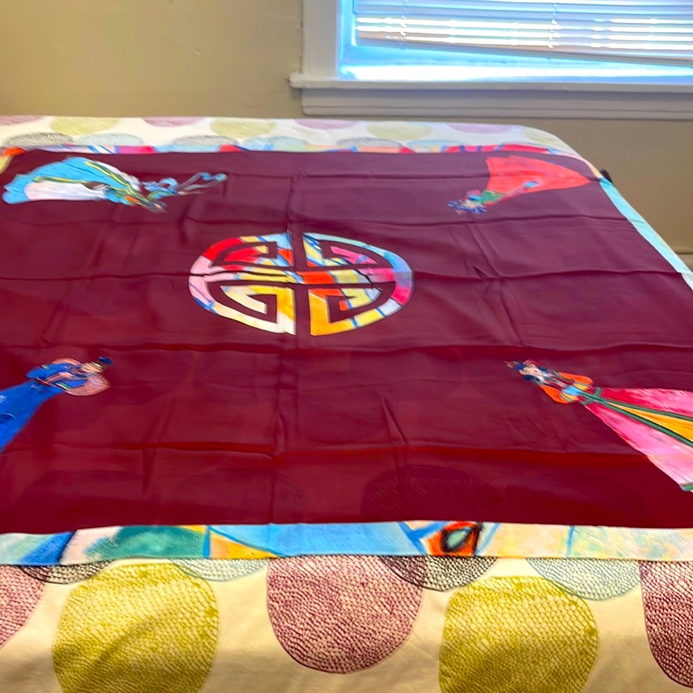 Vintage silk scarf (wrap) by Yalguun.